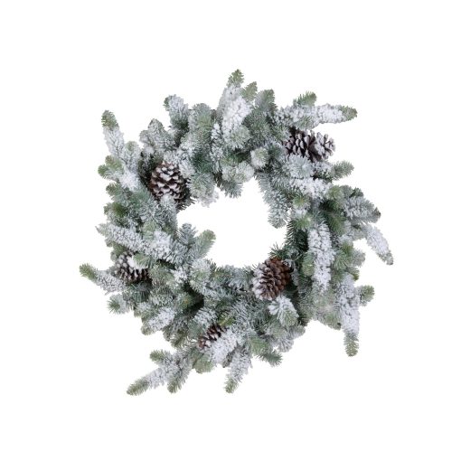 Park Hill Blue Spruce Wreath with LED Lights with Snow - Image 2