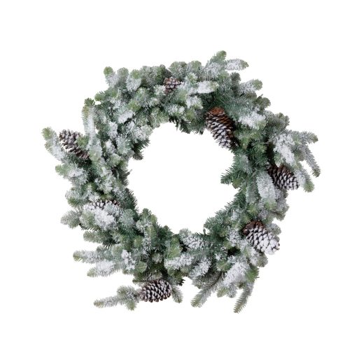 Park Hill Blue Spruce Wreath with LED Lights with Snow - Image 4