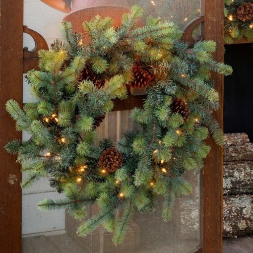 Park Hill Blue Spruce Wreath with LED Lights - Image 6