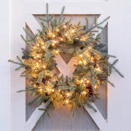 Park Hill Blue Spruce Wreath with LED Lights - Image 4