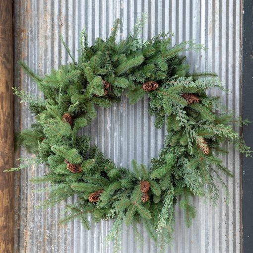 Park Hill Mixed Evergreen Wreath with LED Lights