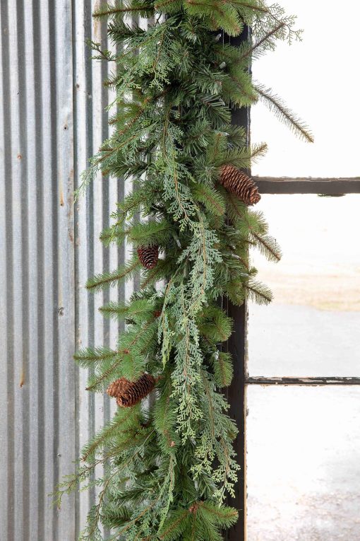 Park Hill Mixed Evergreen Garland with LED Lights - Image 2