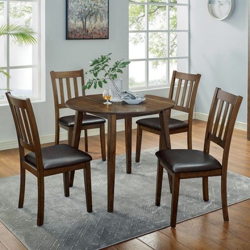 Blackwood Transitional Solid Wood Walnut/Dark Brown 5 Piece Round Dining Table Set