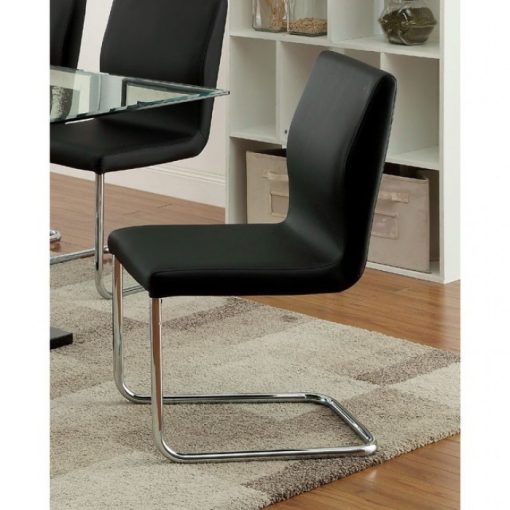 Lodia Contemporary Leatherette Black/Chrome Side Chair (2/CTN)