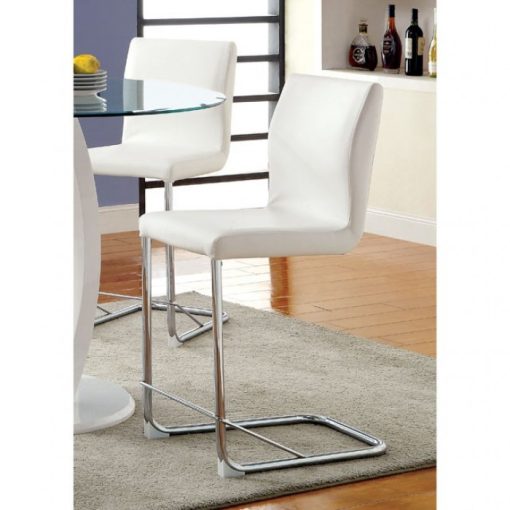 Lodia Contemporary Leatherette White/Chrome Counter Height Chair (2/CTN)