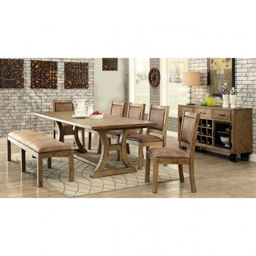 Gianna 96" Solid Wood Rustic Oak/Brown Dining Table