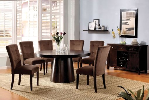 Havana Contemporary Solid Wood Espresso 7 Piece Dining Table Set