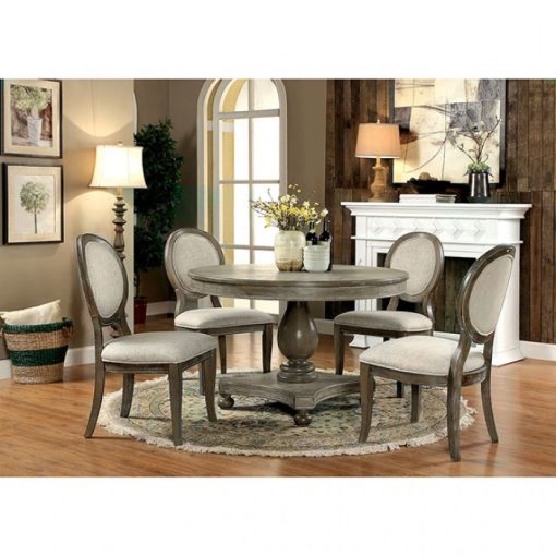 Kathryn Transitional Solid Wood Rustic Dark Oak 7 Piece Dining Table Set