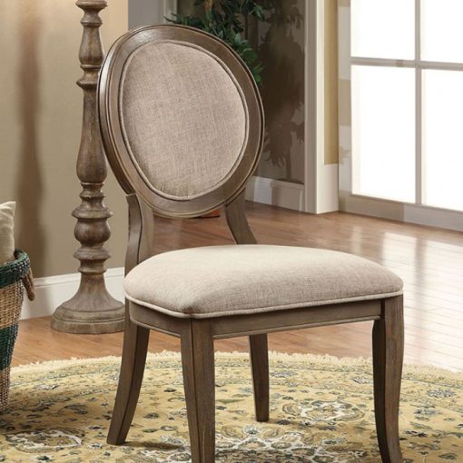 Kathryn Transitional Solid Wood Rustic Oak/Beige Side Chair (2/CTN)