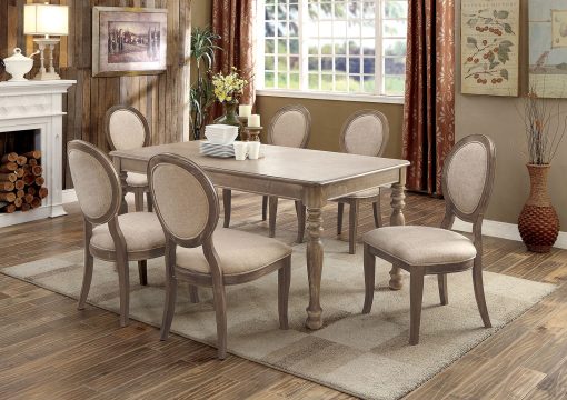 Kathryn Transitional Solid Wood Rustic Oak/Beige Dining Table