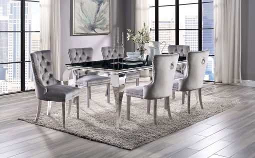 Neuveville Glam Stainless Steel Black/Chrome Dining Table