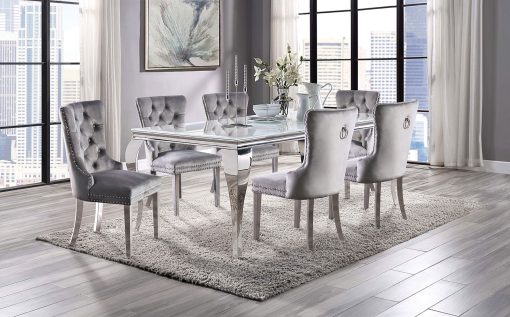 Neuveville Glam Stainless Steel White/Chrome Dining Table