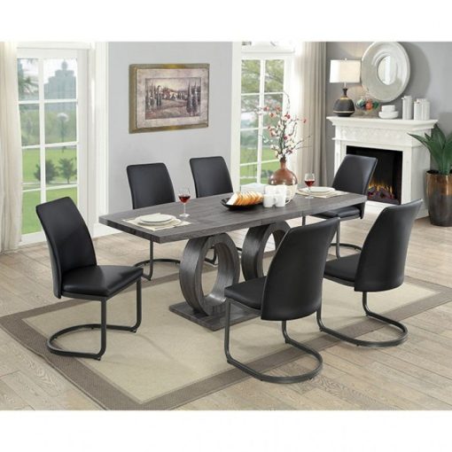 Saskia Contemporary Dark Gray 7 Piece Dining Table Set