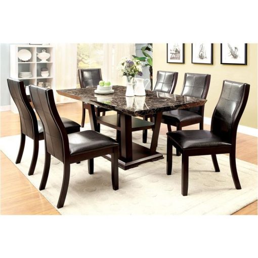 Clayton Transitional Solid Wood Dark Cherry/Black Dining Table