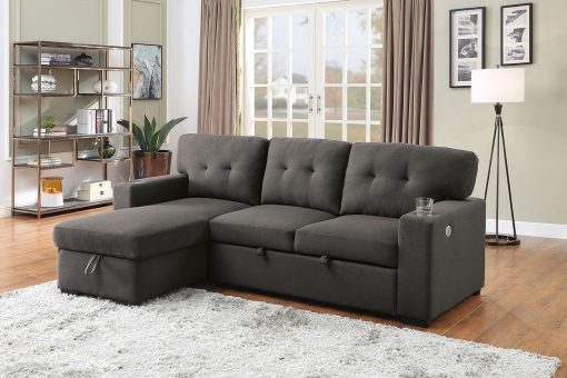 Sammy Transitional Tufted Dark Gray Sectional