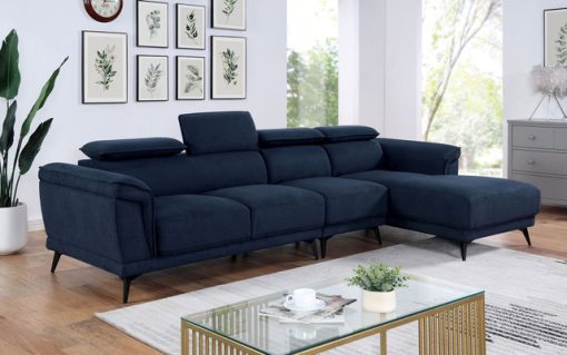 Napanee Contemporary Tight Back Cushions Navy Sectional with Armless Chair