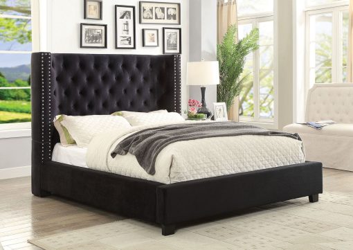 Carley Transitional Solid Wood Button Tufted Bed - Image 2