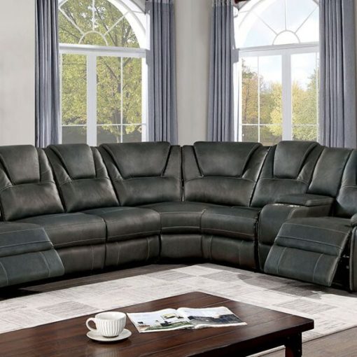 Erfurt Transitional Solid Wood Gray Power Sectional