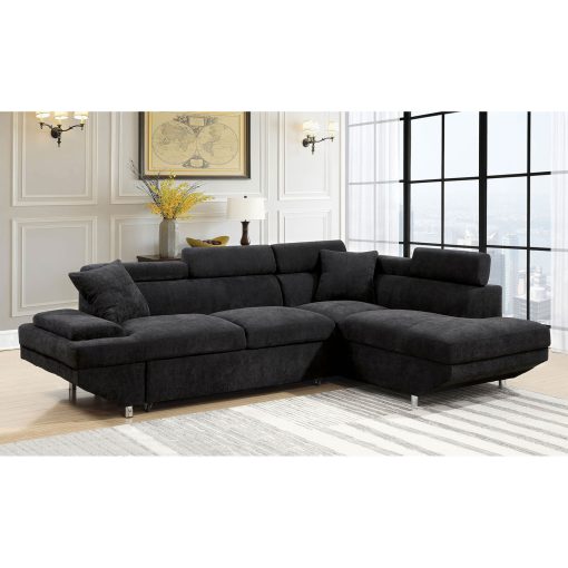 Foreman Contemporary Solid Wood Black Sectional