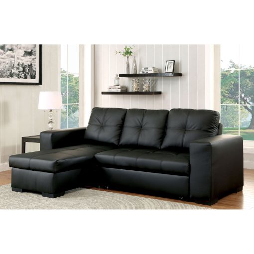 Denton Transitional Reversible Chaise Black Sectional