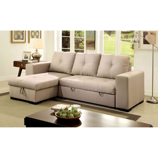 Denton Transitional Reversible Chaise Ivory Sectional