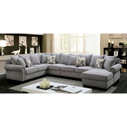 Skyler Transitional Solid Wood Gray Sectional