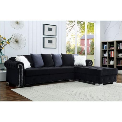 Wilmington Glam Large Padded Arms Black Sectional