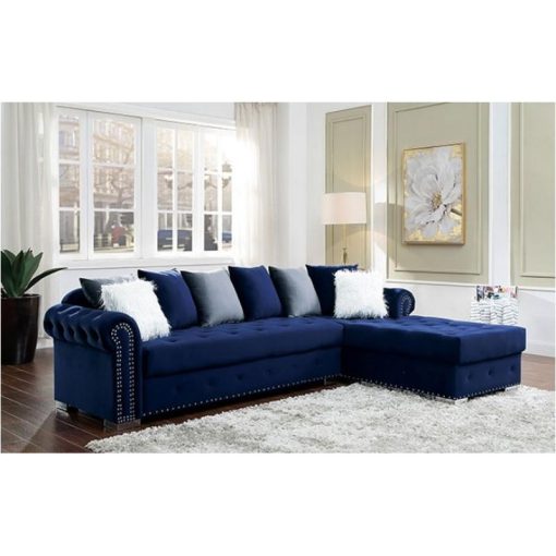 Wilmington Glam Large Padded Arms Blue Sectional