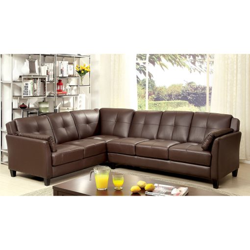 Peever Contemporary Button Tufted Cushions Brown Sectional (K/D)