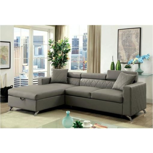 Dayna Contemporary Diamond Tufted Back Gray Sectional