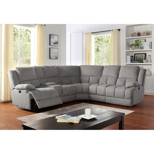 Lynette Transitional Power Recliners Gray Sectional