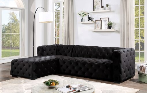 Zenaide Contemporary Black Button Tufting Sectional