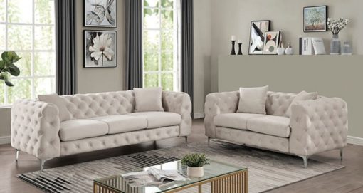 Sapphira Contemporary Button Tufting Sofa & Loveseat