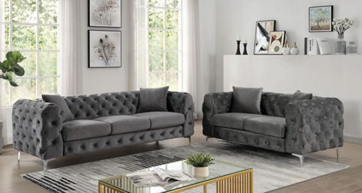 Sapphira Contemporary Button Tufting Sofa & Loveseat - Image 2