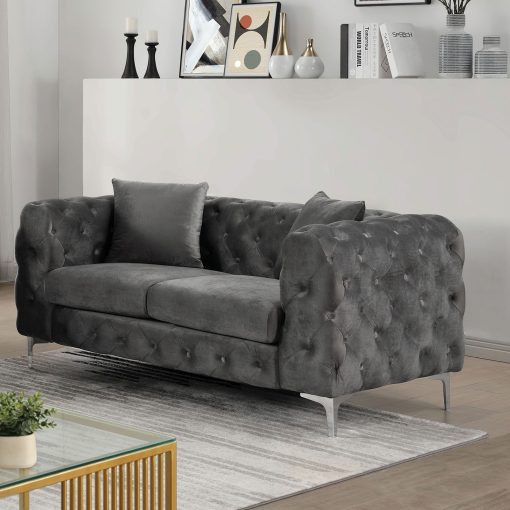 Sapphira Contemporary Button Tufting Loveseat - Image 2