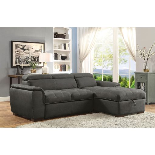 Patty Contemporary Solid Wood Adjustable Graphite Headrests Sectional