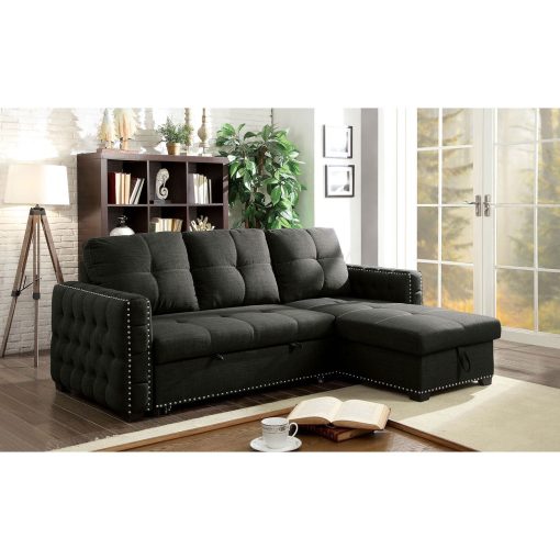 Demi Transitional Sleeper Sofa Dark Gray Sectional