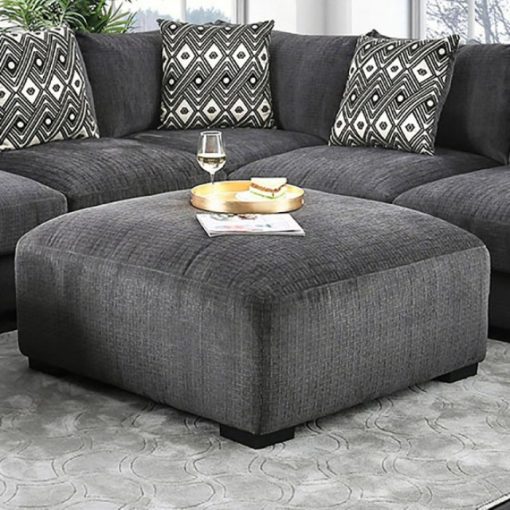 Kaylee Contemporary Solid Wood Gray Ottoman