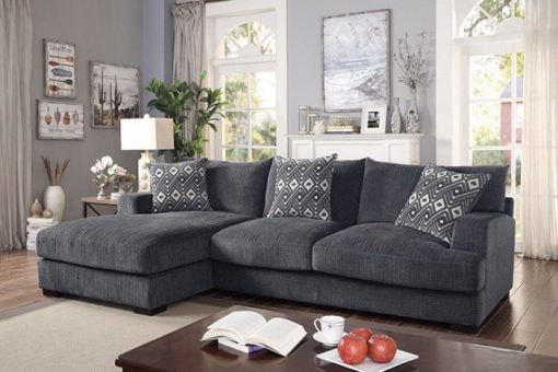 Kaylee Contemporary Solid Wood Gray L-Shaped Sectional