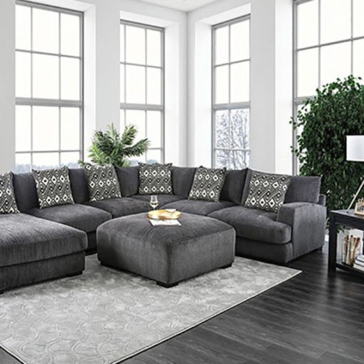 Kaylee Contemporary Solid Wood Gray U-Shaped Sectional