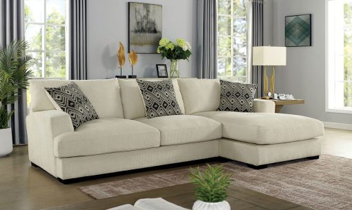 Kaylee Contemporary Solid Wood Beige Right Chaise L-Shaped Sectional