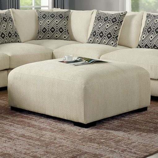 Kaylee Contemporary Solid Wood Beige Ottoman