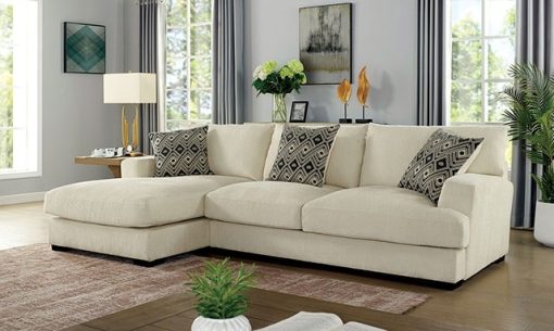 Kaylee Contemporary Solid Wood Beige L-Shaped Sectional