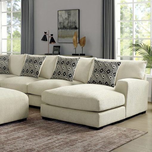 Kaylee Contemporary Solid Wood Beige Right Chaise U-Shaped Sectional