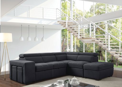 Athene Contemporary Graphite L-Shaped Design Sectional