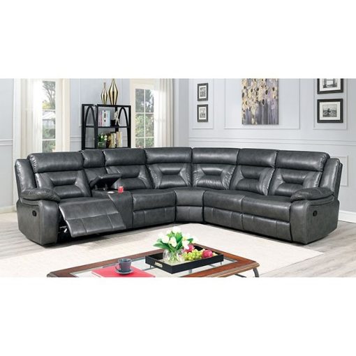 Omeet Transitional Gray L-Shaped Design Power Sectional