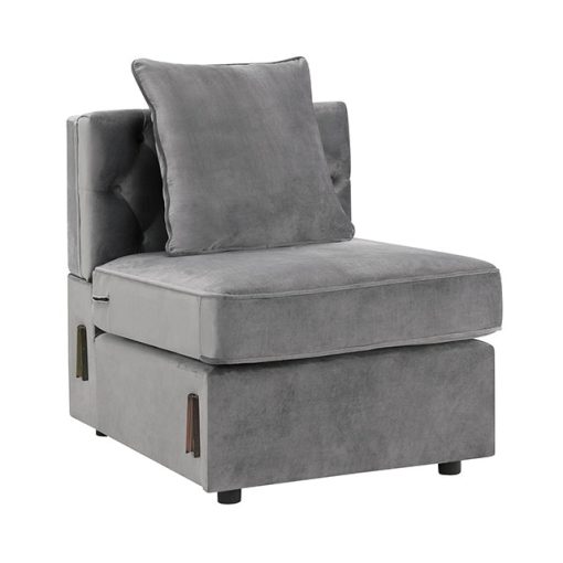 Baldassano Traditional Dark Gray Armless Chair with Pillow