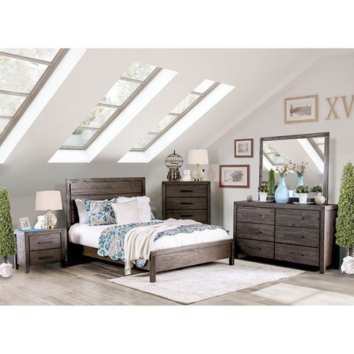 Rexburg Rustic Wire-Brushed Rustic Brown 5 Piece Queen Bedroom Set with Chest