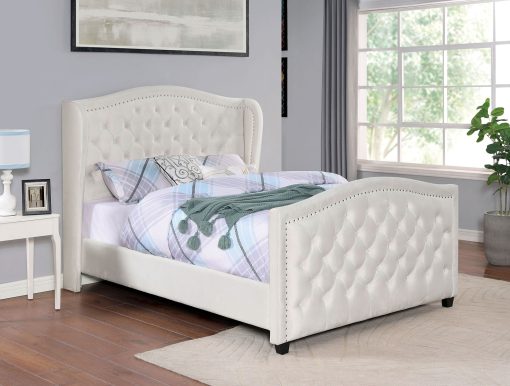 Kerran Transitional Solid Wood Button Tufting Bed - Image 2