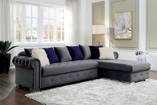 Wilmington Glam Large Padded Arms Gray Sectional